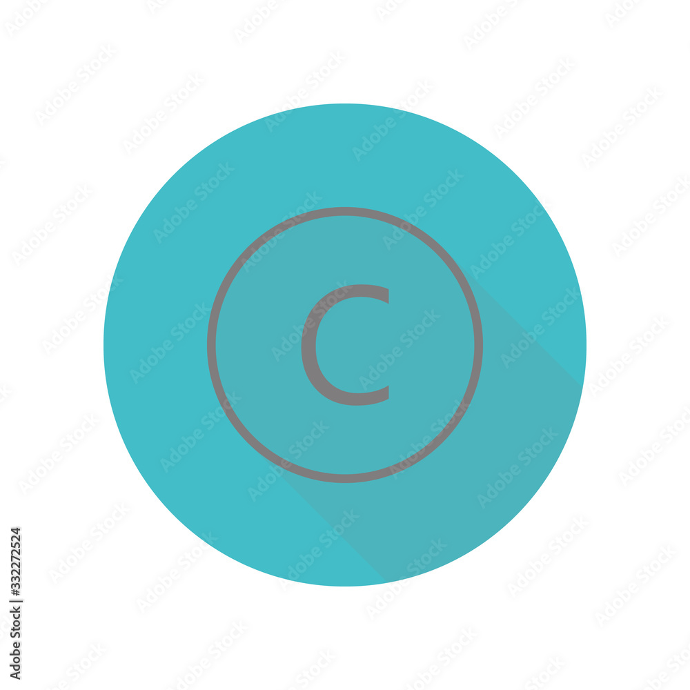 Letter c in round long shadow icon. Simple glyph, flat vector of web icons for ui and ux, website or mobile application Letter c in round long shadow icon. Simple glyph, flat vector of web icons for ui and ux, website or mobile application