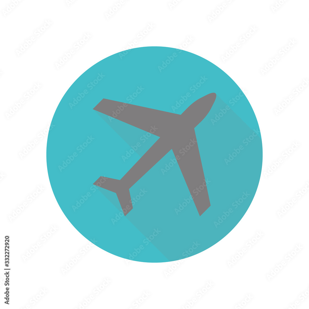 Airplane long shadow icon. Simple glyph, flat vector of web icons for ui and ux, website or mobile application