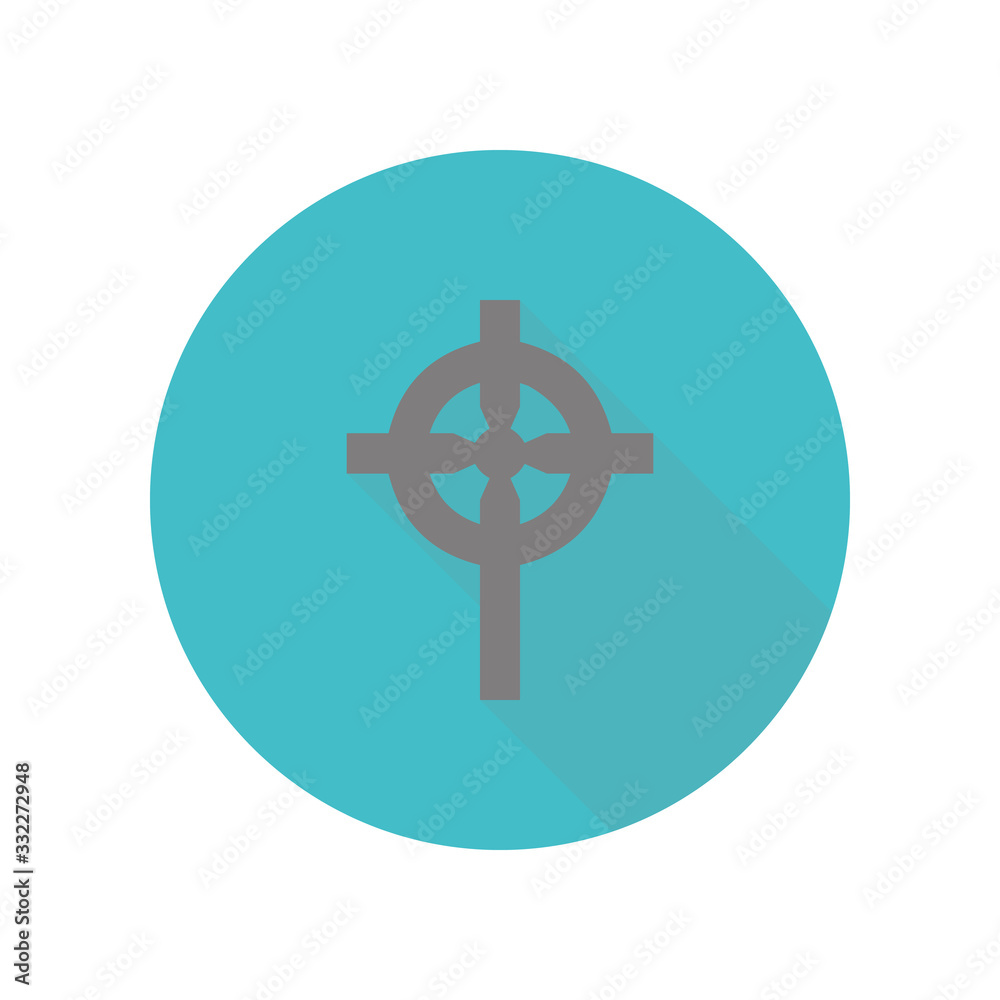 Religion cross long shadow icon. Simple glyph, flat vector of web icons for ui and ux, website or mobile application