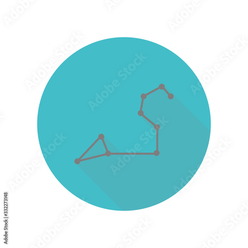 Constellation and part of zodiacal system canser leo long shadow icon. Simple glyph, flat vector of web icons for ui and ux, website or mobile application