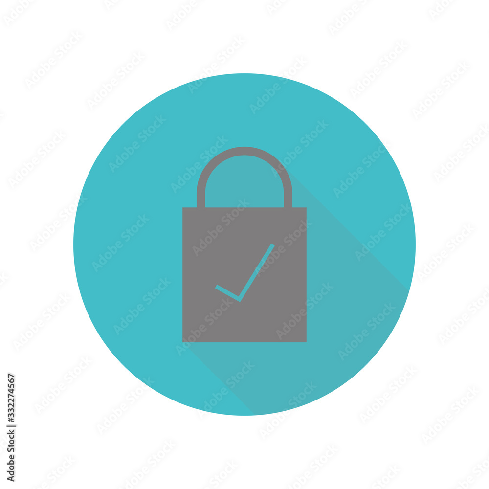 Lock checked long shadow icon. Simple glyph, flat vector of web icons for ui and ux, website or mobile application Lock checked long shadow icon. Simple glyph, flat vector of web icons for ui and ux, website or mobile application