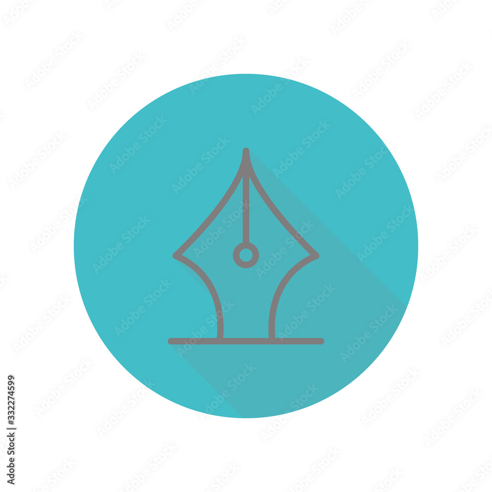 Ink pen long shadow icon. Simple glyph, flat vector of web icons for ui and ux, website or mobile application Ink pen long shadow icon. Simple glyph, flat vector of web icons for ui and ux, website or mobile application