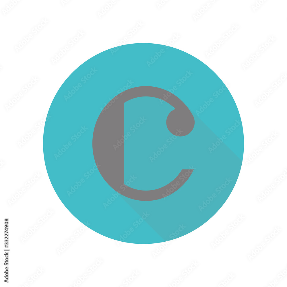 Isolated musical note, common time long shadow icon. Simple glyph, flat vector of web icons for ui and ux, website or mobile application Isolated musical note, common time long shadow icon. Simple glyph, flat vector of web icons for ui and ux, website or mobile application