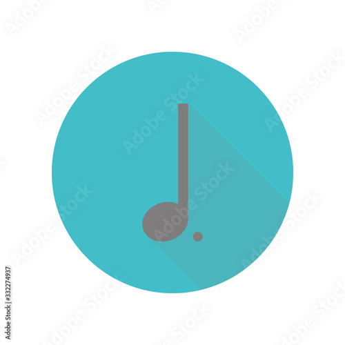 Half music note long shadow icon. Simple glyph, flat vector of web icons for ui and ux, website or mobile application