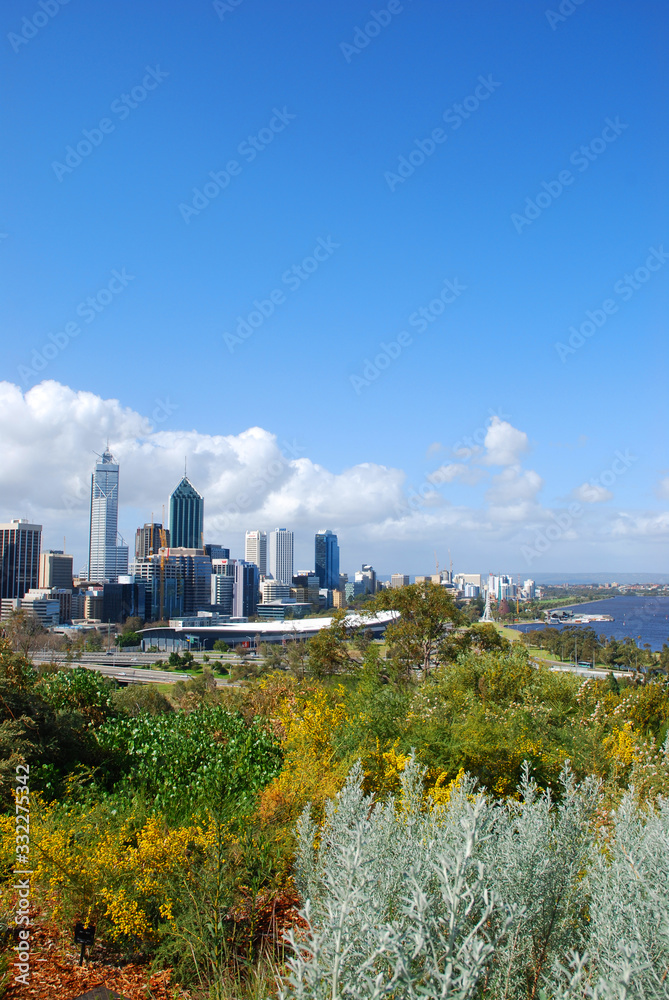  Beautiful Perth Skyline from Kings Park, Australia.