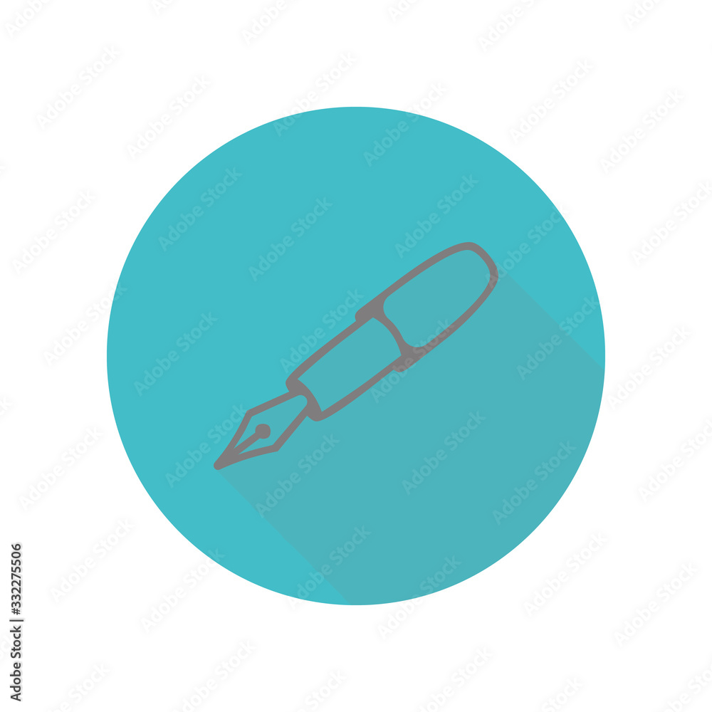 Ink pen long shadow icon. Simple glyph, flat vector of web icons for ui and ux, website or mobile application