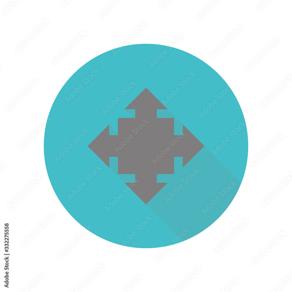 Arrows in four directions long shadow icon. Simple glyph, flat vector of web icons for ui and ux, website or mobile application Arrows in four directions long shadow icon. Simple glyph, flat vector of web icons for ui and ux, website or mobile application