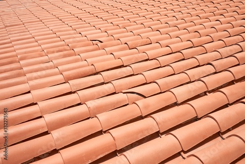 Close up of rooftop with classic orange roof tiles