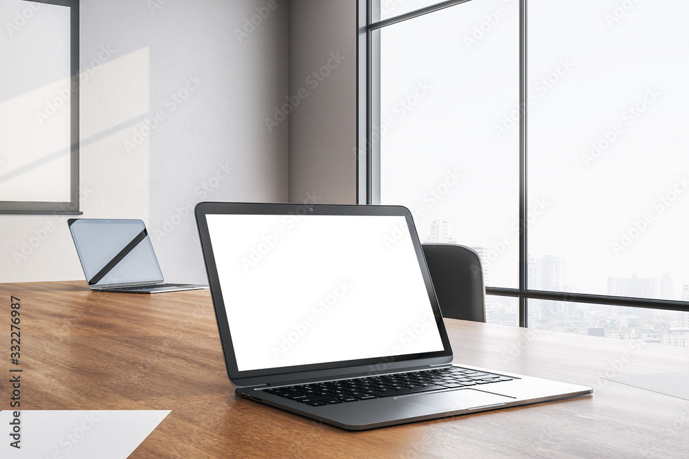 Conference room interior with copy space on tv screen Conference room interior with copy space on tv screen