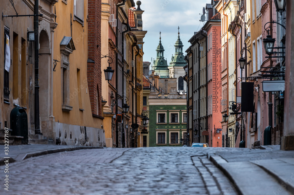 Empty Old Town streets in Warsaw