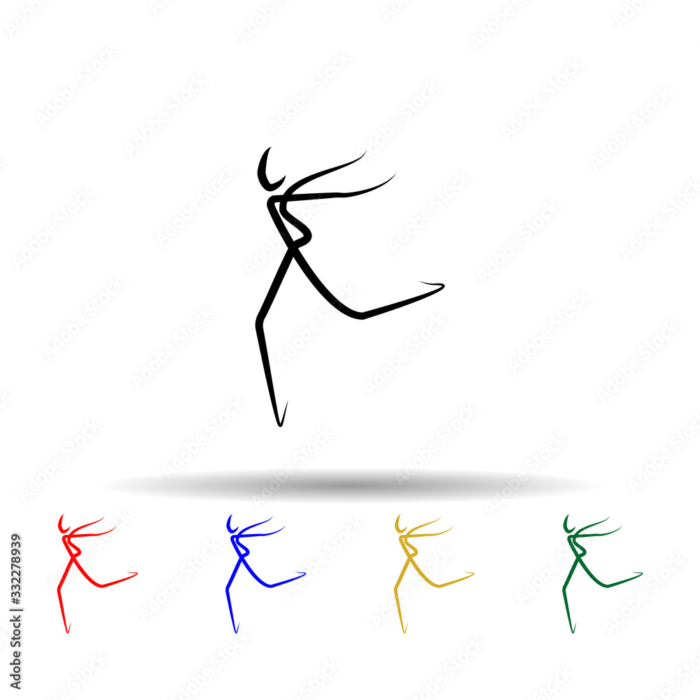 Dancer multi color icon. Simple thin line, outline vector of dance icons for ui and ux, website or mobile application Dancer multi color icon. Simple thin line, outline vector of dance icons for ui and ux, website or mobile application