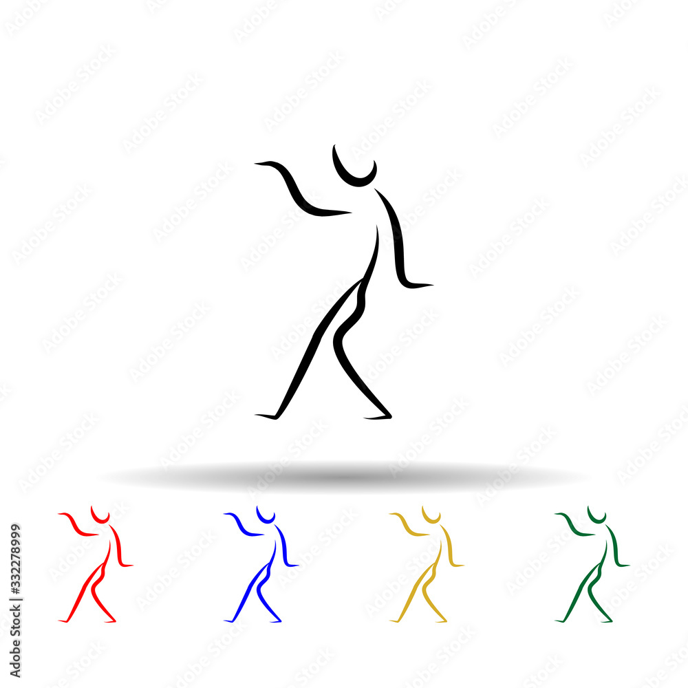 Dancer multi color icon. Simple thin line, outline vector of dance icons for ui and ux, website or mobile application Dancer multi color icon. Simple thin line, outline vector of dance icons for ui and ux, website or mobile application