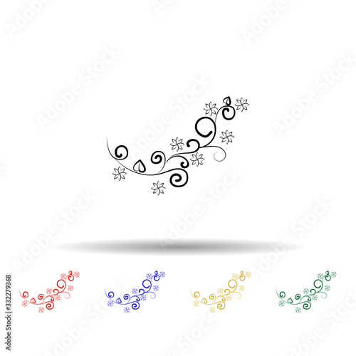 Decorative flowers, hand draw multi color icon. Simple thin line, outline vector of decorative flowers icons for ui and ux, website or mobile application