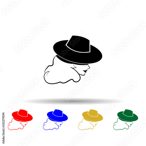 detective woman black and white multi color icon. Simple glyph, flat vector of crustaceans icons for ui and ux, website or mobile application