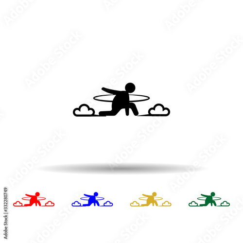 Flying man multi color icon. Simple glyph, flat vector of hero icons for ui and ux, website or mobile application