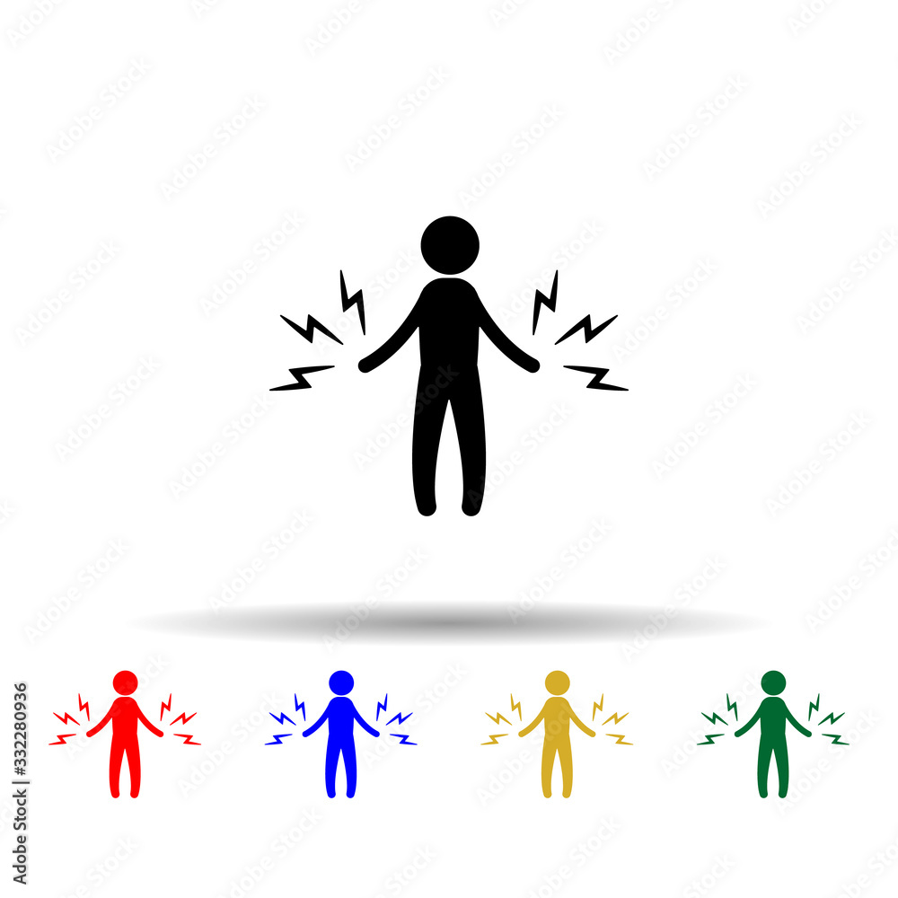 Electricity man multi color icon. Simple glyph, flat vector of hero icons for ui and ux, website or mobile application Electricity man multi color icon. Simple glyph, flat vector of hero icons for ui and ux, website or mobile application