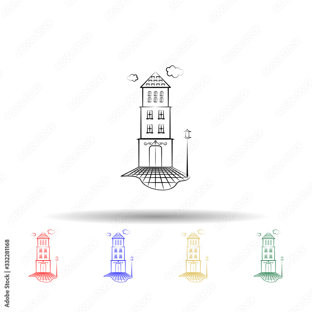 Home lantern multi color icon. Simple thin line, outline vector of imaginary house icons for ui and ux, website or mobile application
