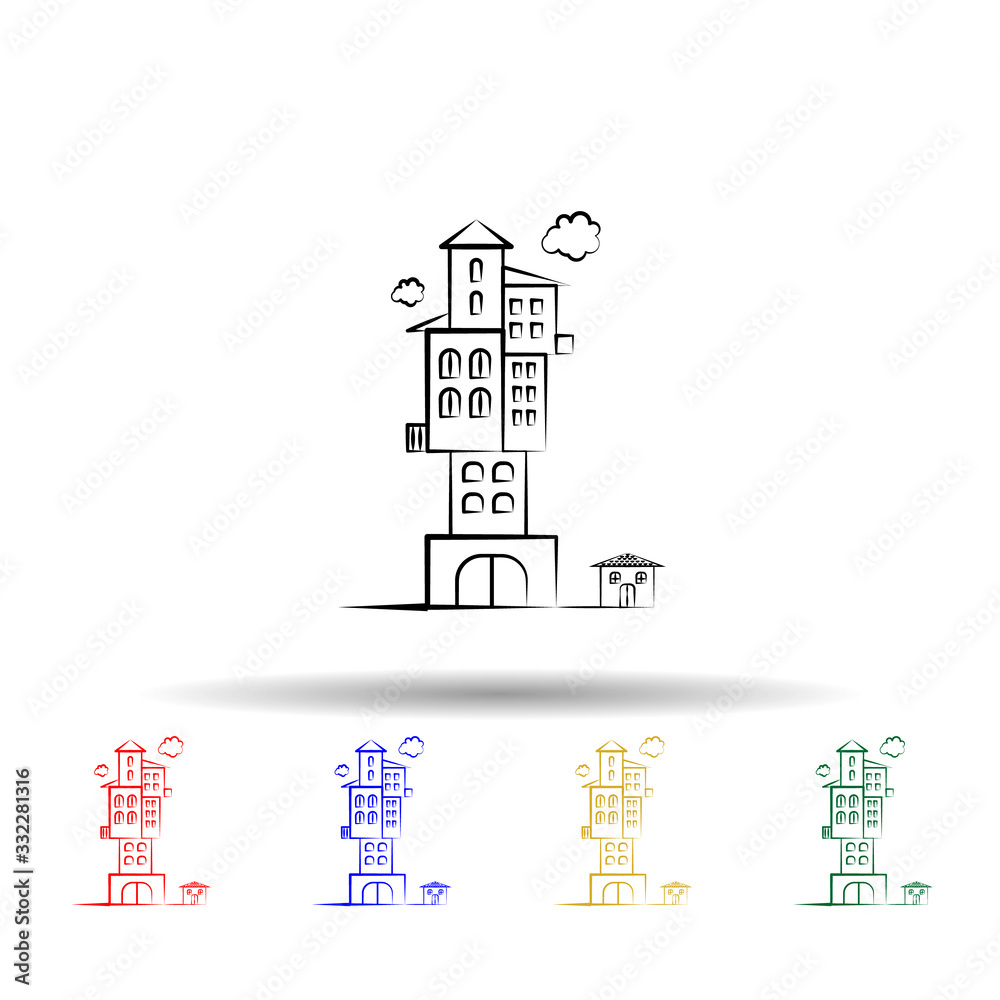 Imaginary house multi color icon. Simple thin line, outline vector of imaginary house icons for ui and ux, website or mobile application Imaginary house multi color icon. Simple thin line, outline vector of imaginary house icons for ui and ux, website or mobile application