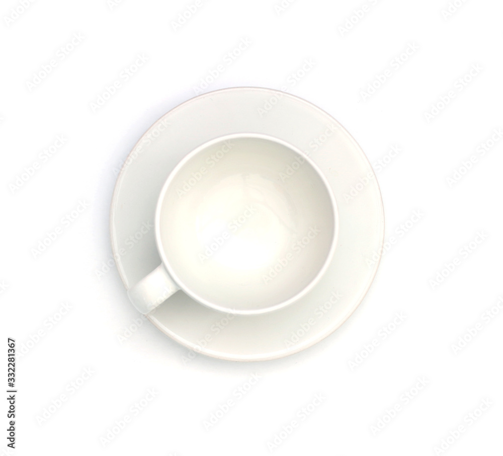 White empty coffee cup top view isolated on white background. White empty coffee cup top view isolated on white background.
