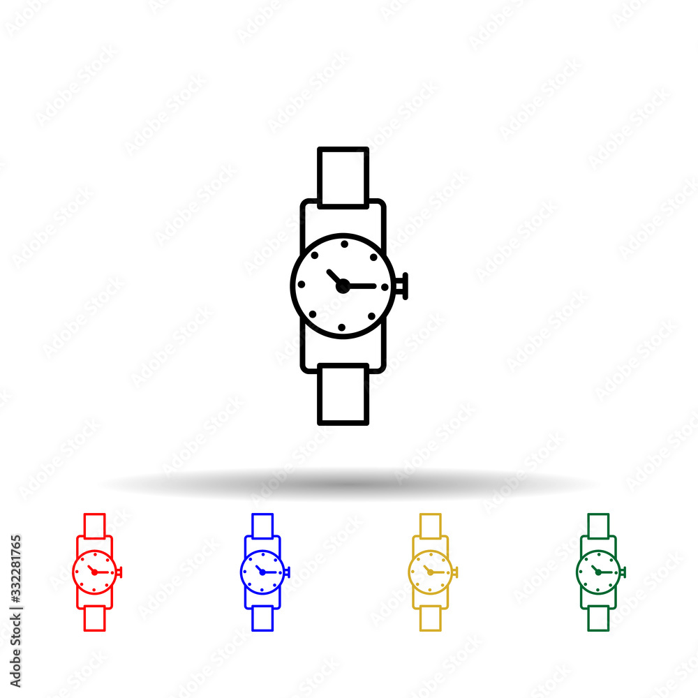 Watch multi color icon. Simple thin line, outline vector of jewelry icons for ui and ux, website or mobile application