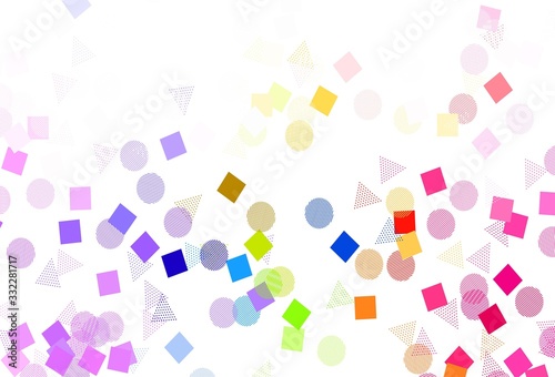 Light Multicolor vector layout with circles, lines, rectangles.