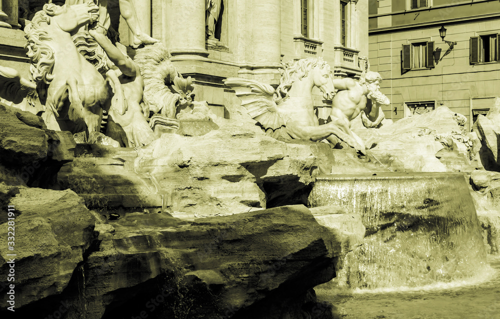 di Trevi fountain - black and white