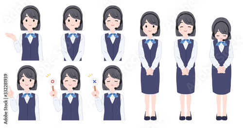 コールセンターの女性のポーズセット