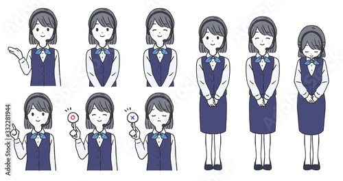 コールセンターの女性のポーズセット