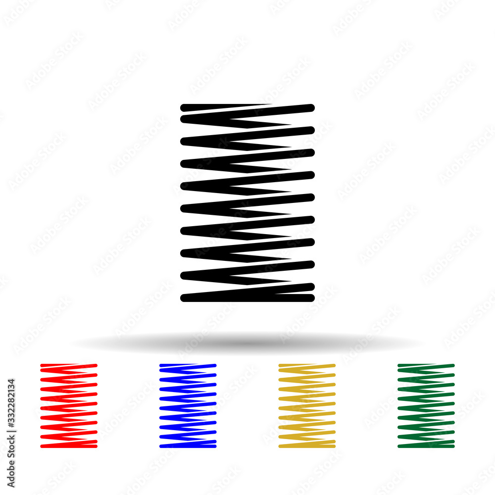 Metal spring multi color icon. Simple glyph, flat vector of metal spring icons for ui and ux, website or mobile application Metal spring multi color icon. Simple glyph, flat vector of metal spring icons for ui and ux, website or mobile application