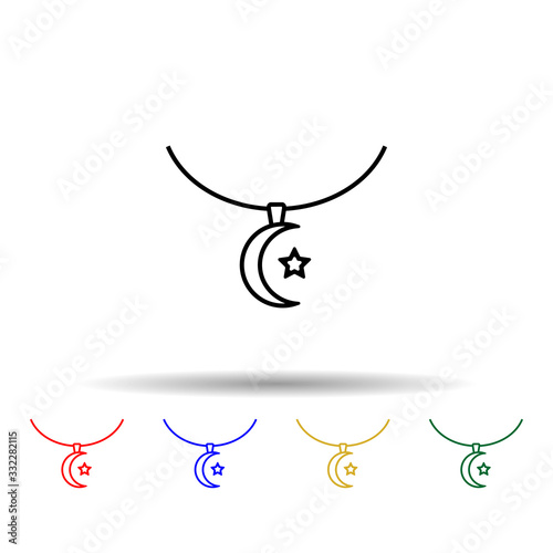 Necklace multi color icon. Simple thin line, outline vector of jewelry icons for ui and ux, website or mobile application