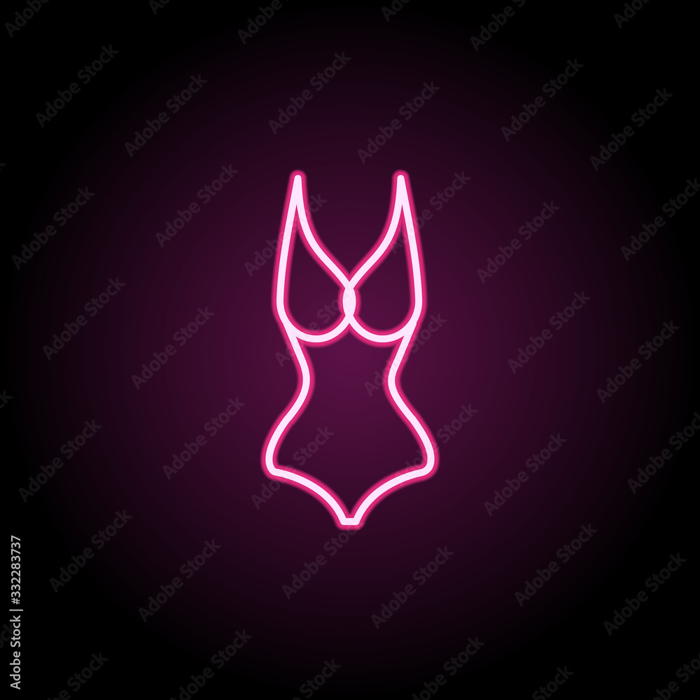 Swimsuit neon icon. Simple thin line, outline vector of clothes icons for ui and ux, website or mobile application Swimsuit neon icon. Simple thin line, outline vector of clothes icons for ui and ux, website or mobile application