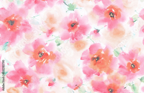 Flowers watercolor illustration.Manual composition.Big Set watercolor elements，Design for textile, wallpapers，Element for design,Greeting card