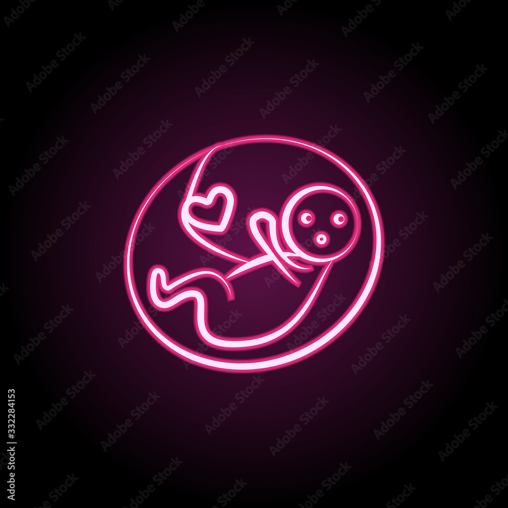 Pregnant love baby neon icon. Simple thin line, outline vector of maternity icons for ui and ux, website or mobile application