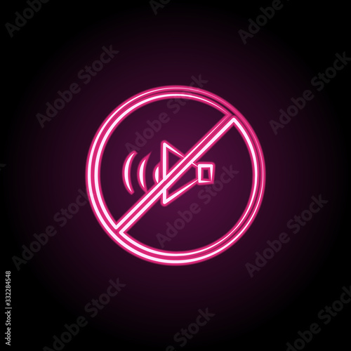 Forbidden sound, no sound neon icon. Simple thin line, outline vector of maternity icons for ui and ux, website or mobile application
