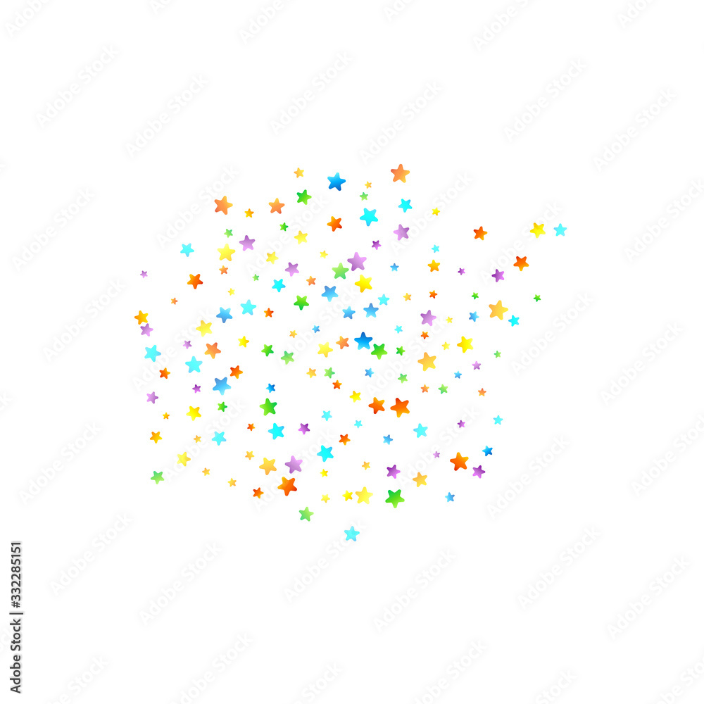 Obraz premium Rainbow Festive Confetti. Carnival Star Falling.