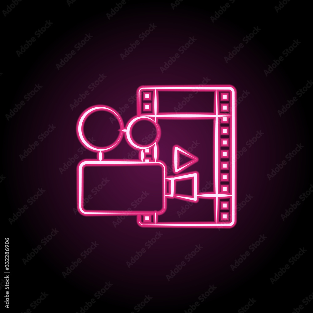 Camera neon icon. Simple thin line, outline vector of wedding icons for ui and ux, website or mobile application Camera neon icon. Simple thin line, outline vector of wedding icons for ui and ux, website or mobile application