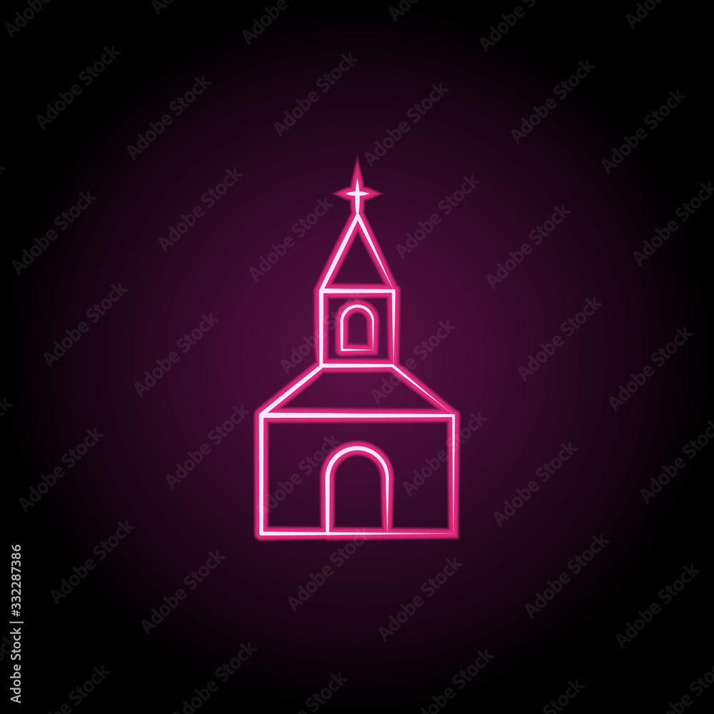 Church neon icon. Simple thin line, outline vector of wedding icons for ui and ux, website or mobile application