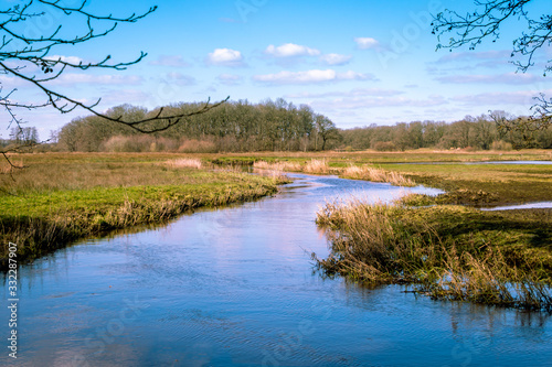The river Drentse AA in early spring, which winds through the beautiful landscape in the Drenthe national stream and esdorp landscape photo