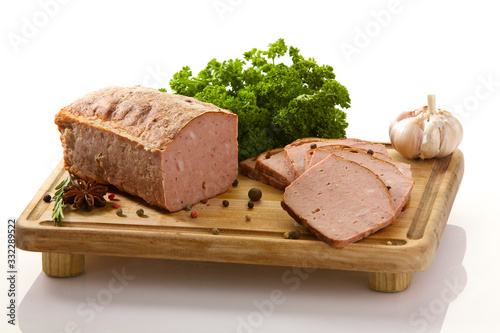 Meat (liver) pate isolated on white background