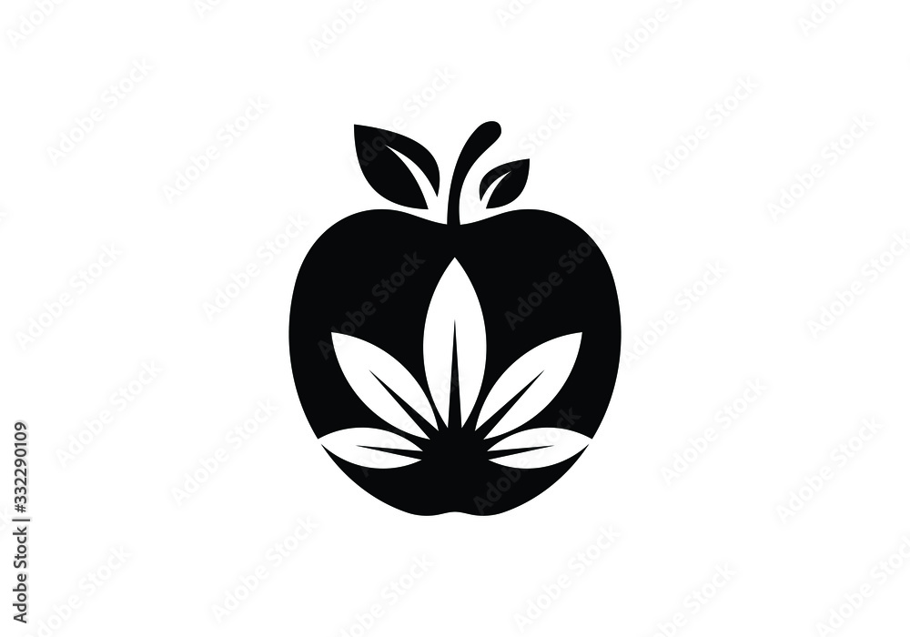 Apple logo sign symbol in flat style on white background Apple logo sign symbol in flat style on white background