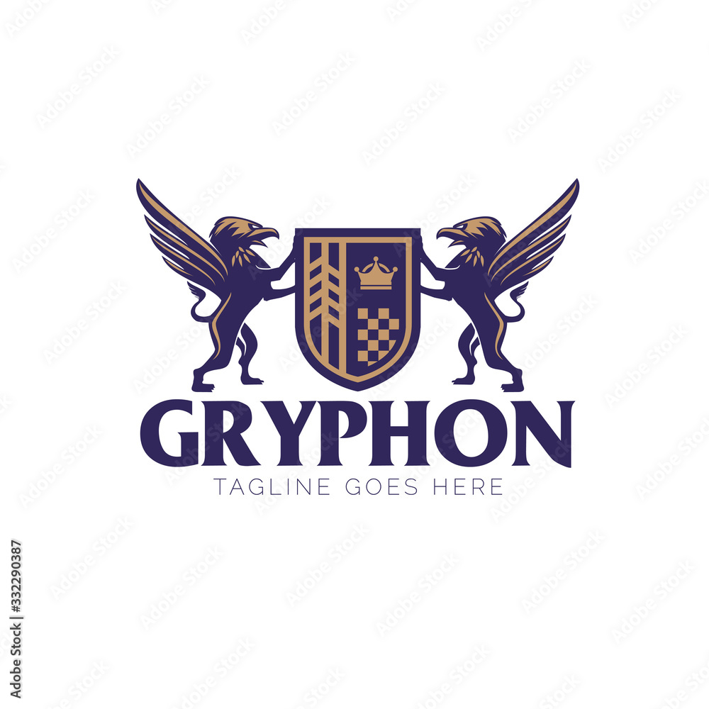 Gryphon crest logo. emblem style vector