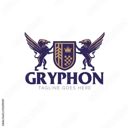 Gryphon crest logo. emblem style vector