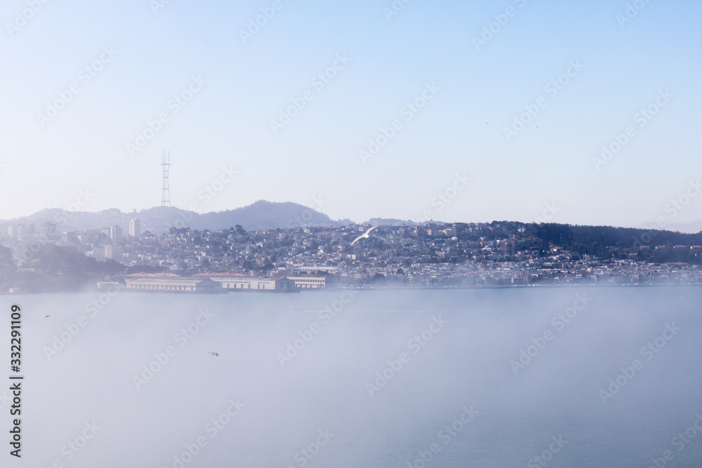 Cityscape of San Francisco on sunny winter day, California.