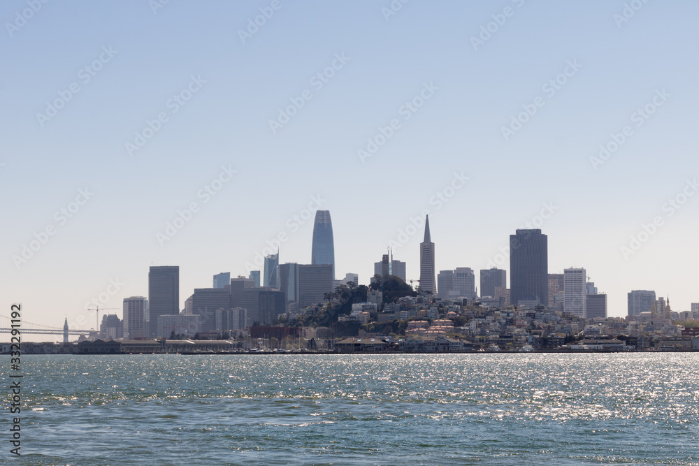 Cityscape of San Francisco on sunny winter day, California.