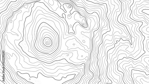 The stylized height of the topographic contour in lines and contours. The concept of a conditional geography scheme and the terrain path. Black on White. Vector illustration.
