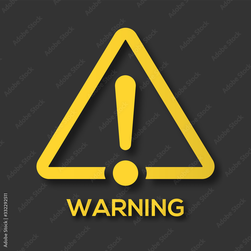 Warning sign and caution concept isolated on black background. Warning sign and caution concept isolated on black background.