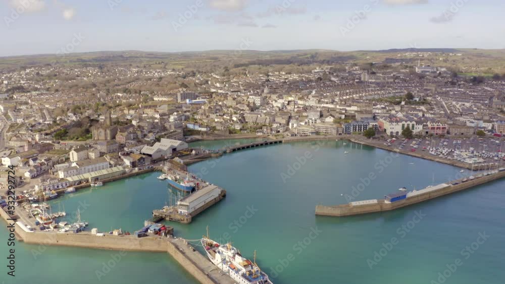 Penzance Harbour and City in Cornwall UK Aerial View Penzance Harbour and City in Cornwall UK Aerial View