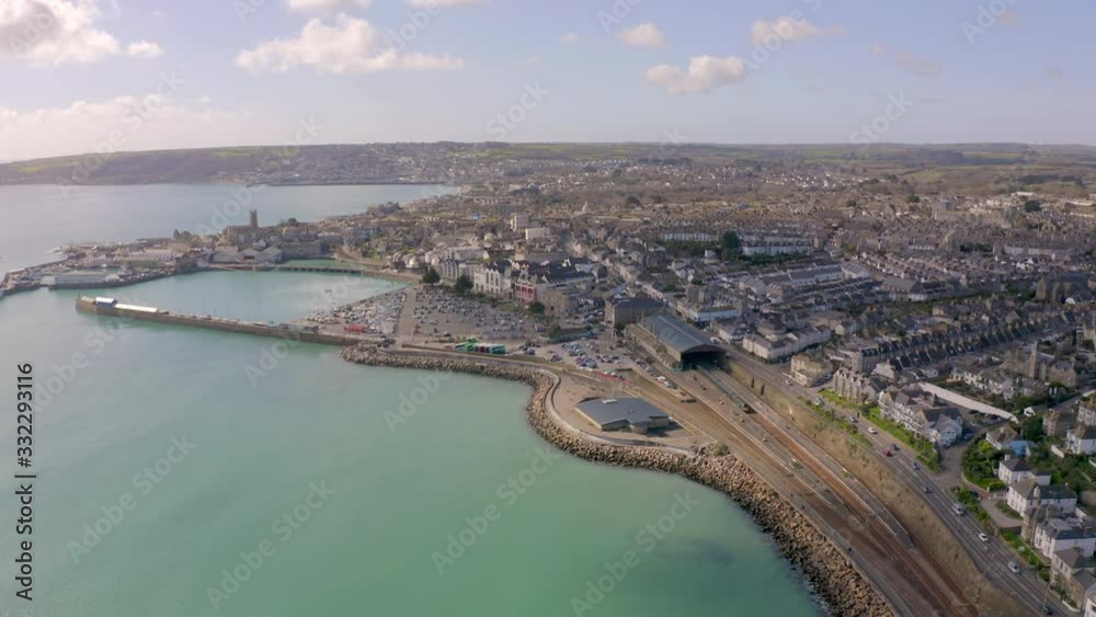 Penzance Harbour and City in Cornwall UK Aerial View Penzance Harbour and City in Cornwall UK Aerial View