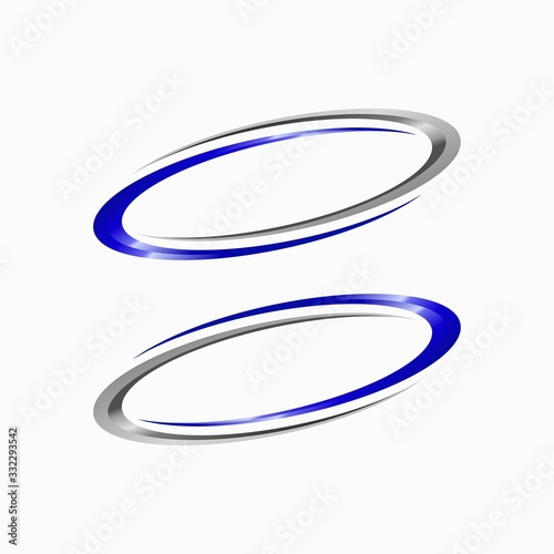 oval logo design inspiration . blue silver oval vector template . 3d oval logo template . elipse vector template . blue chrome elipse template photo