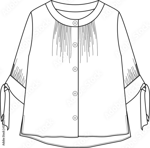 Women's Top Fashion Flat Sketch, Blouse, Ready made, Apparel Template